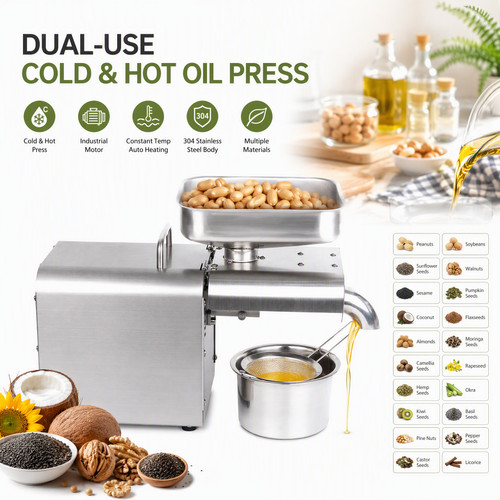 Electric oil press cold - oil, cold&hot